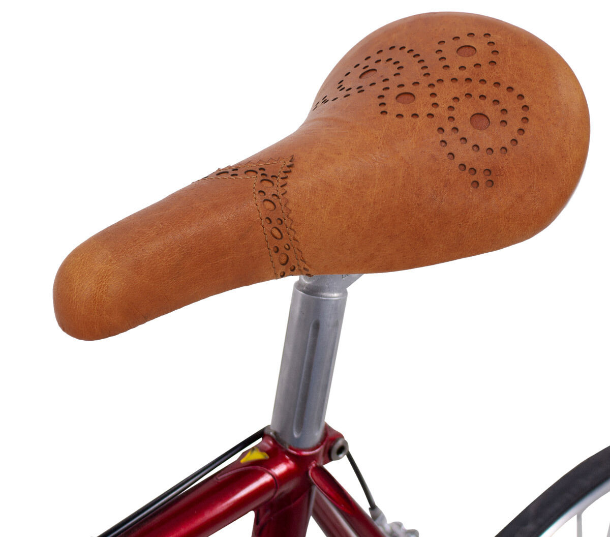 Tan leather bike seat on sale