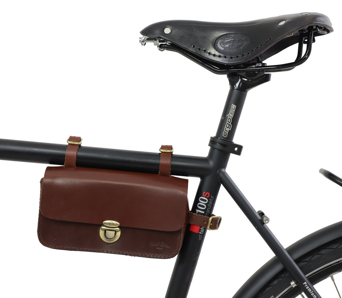 Leather bicycle frame bag sale