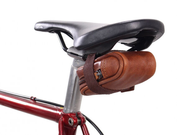 saddlebag bike tube bag with waterproof inner lining Bike bags for tool Leather bag vintage Brown leather Udo B
