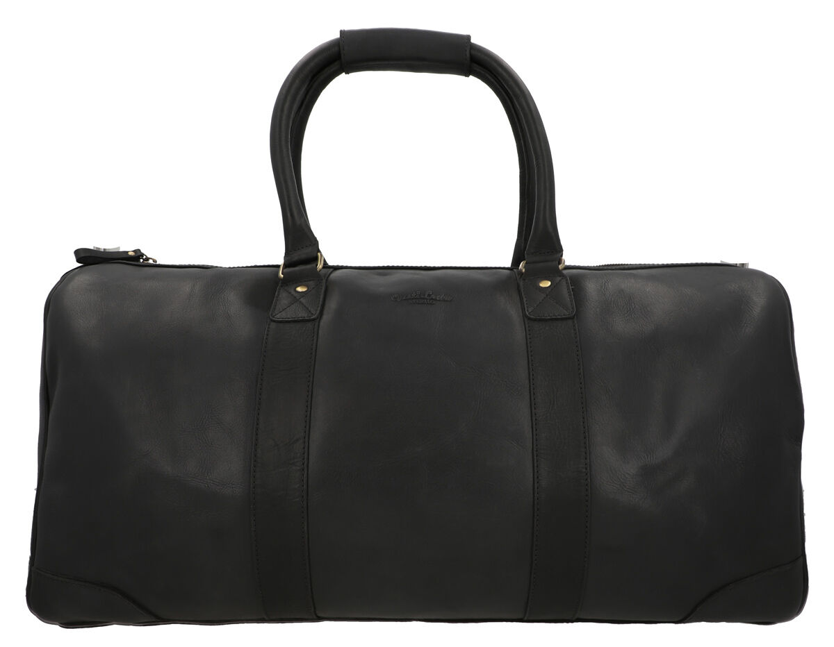 Mens black leather holdall bag sale