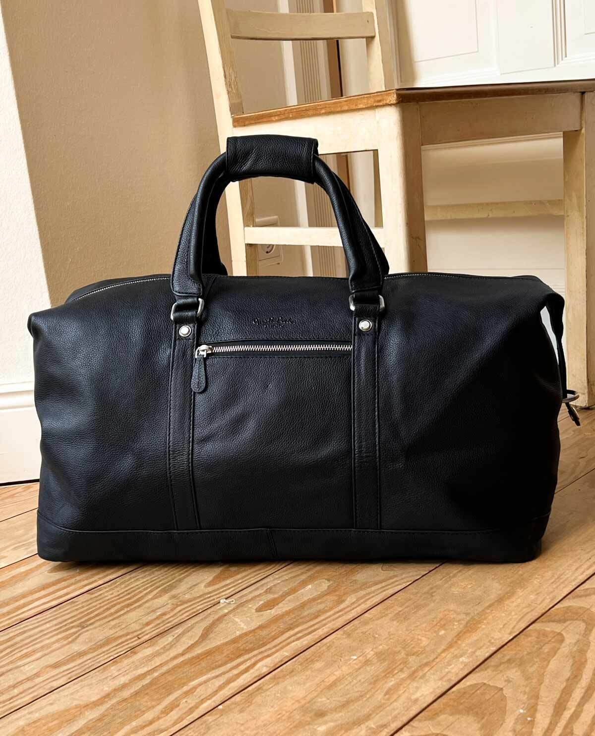 Ruben Travel bag hand luggage leather bag black leather 36 litre