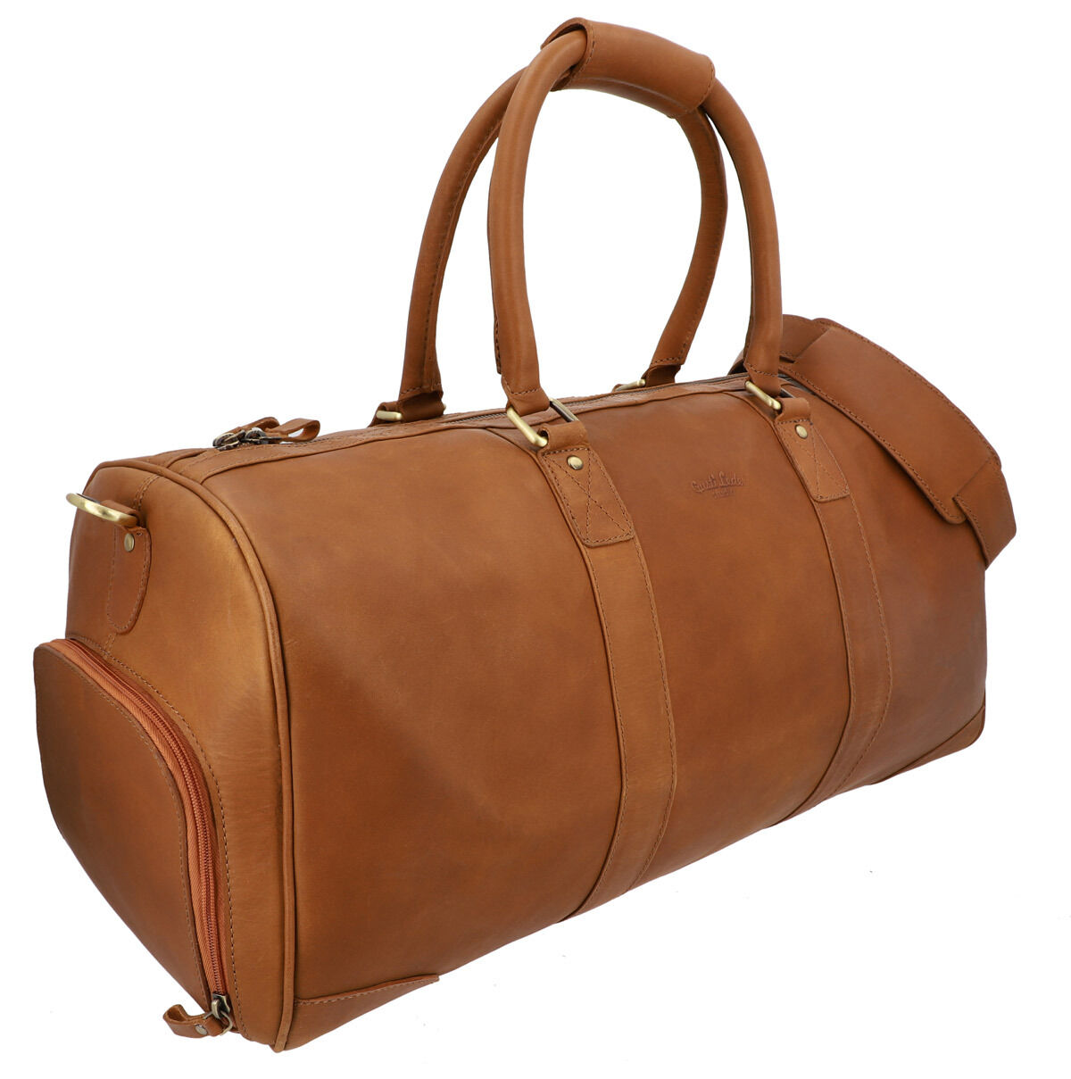 Davide Travel bag hand luggage leather duffel bag brown leather