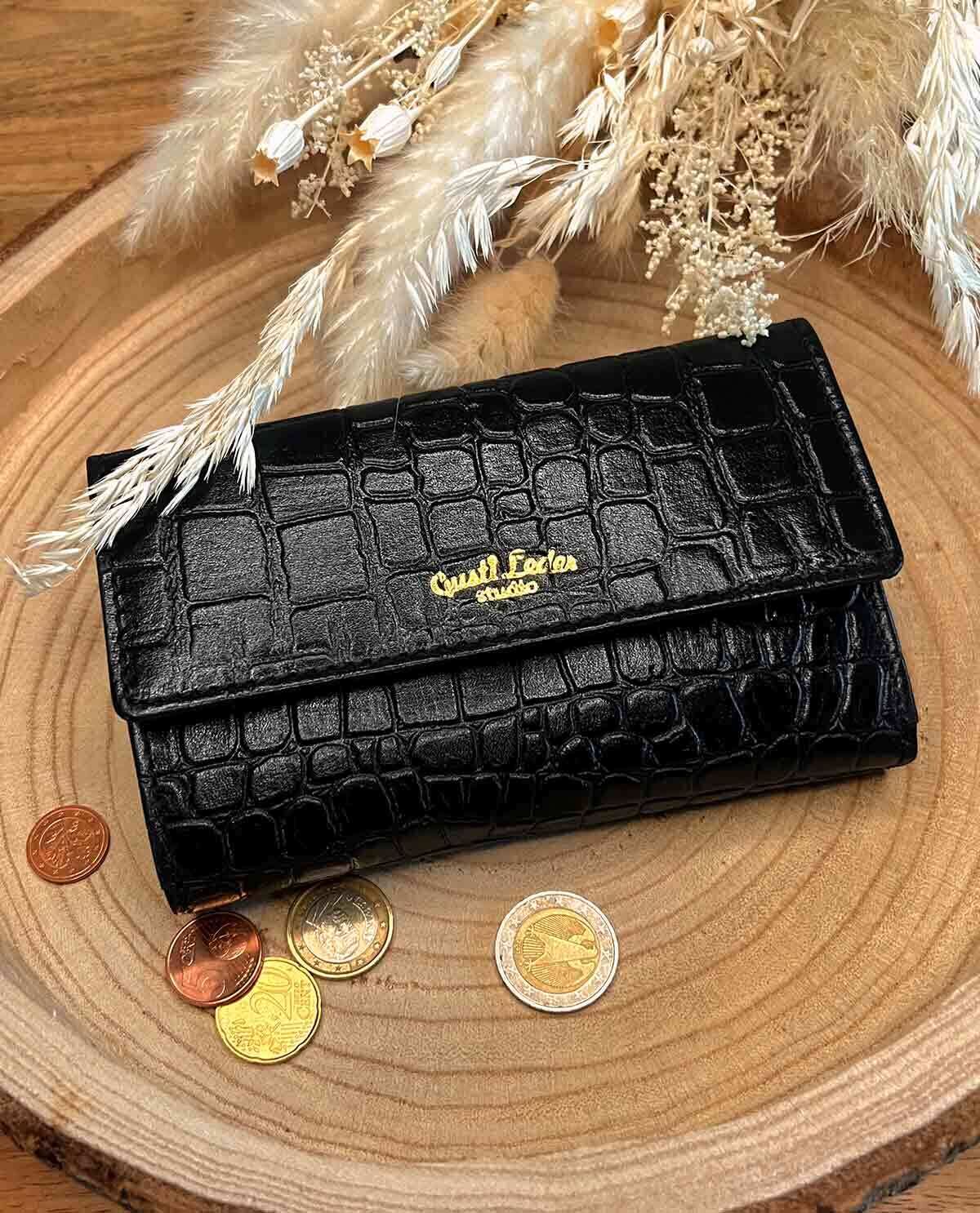 Ladies black leather wallet hotsell