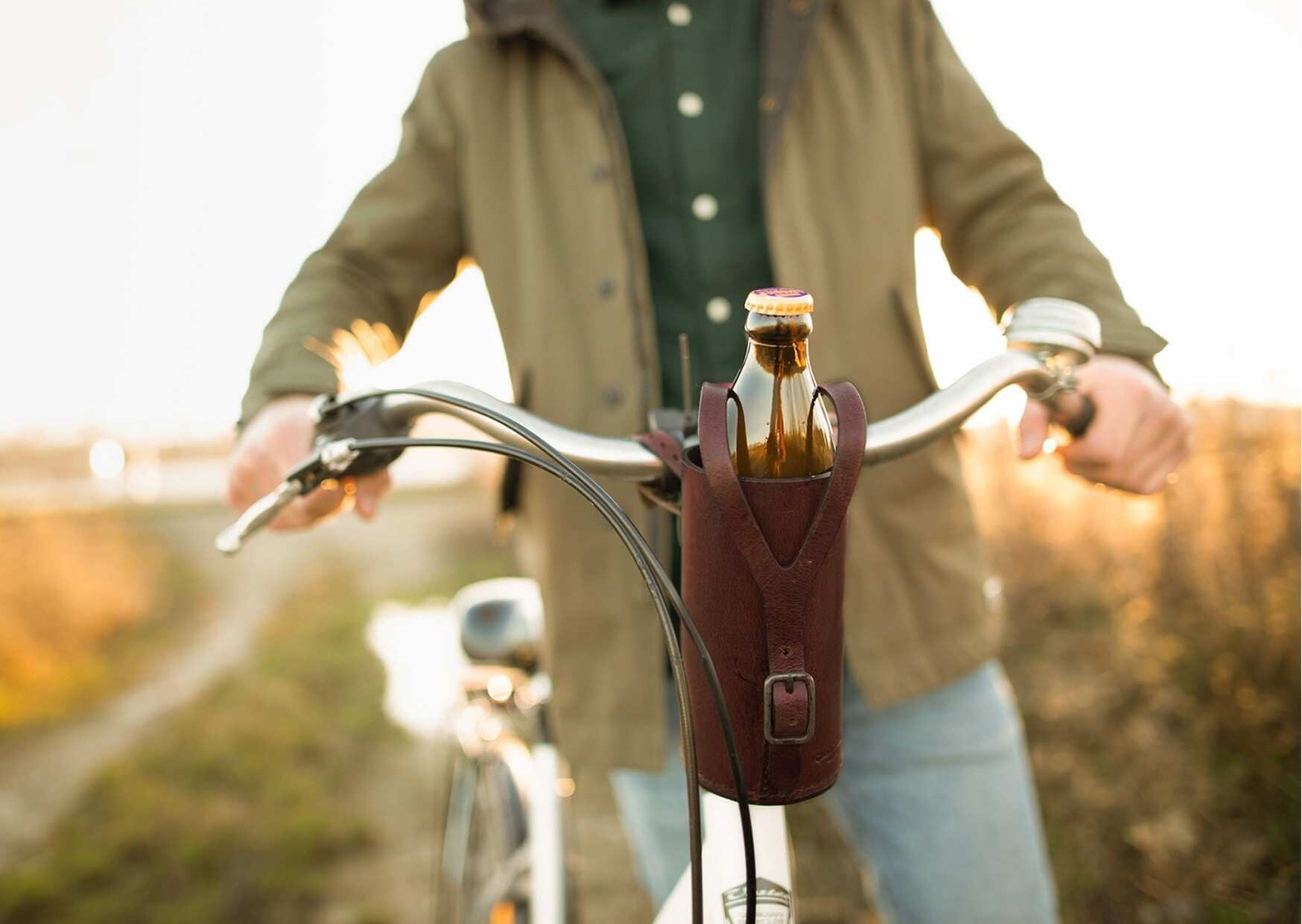 Leather bike bottle holder sale