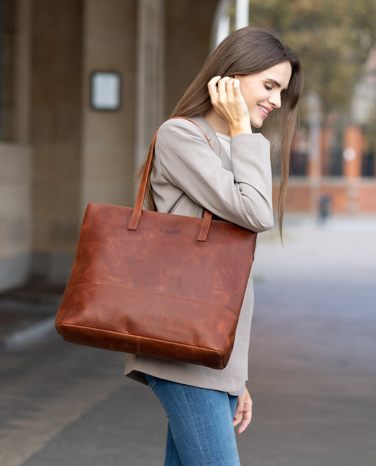 Carine Tote bag handbag shoulder bag leather bag brown leather