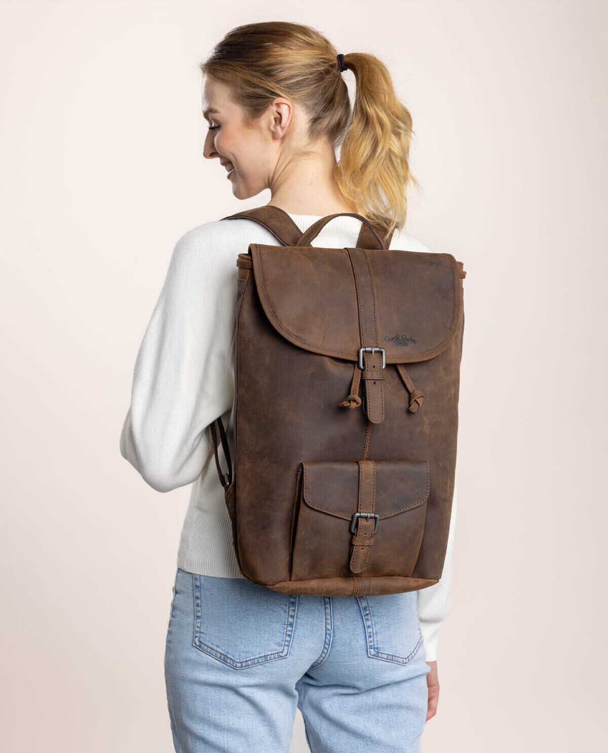 Leather look backpack hotsell