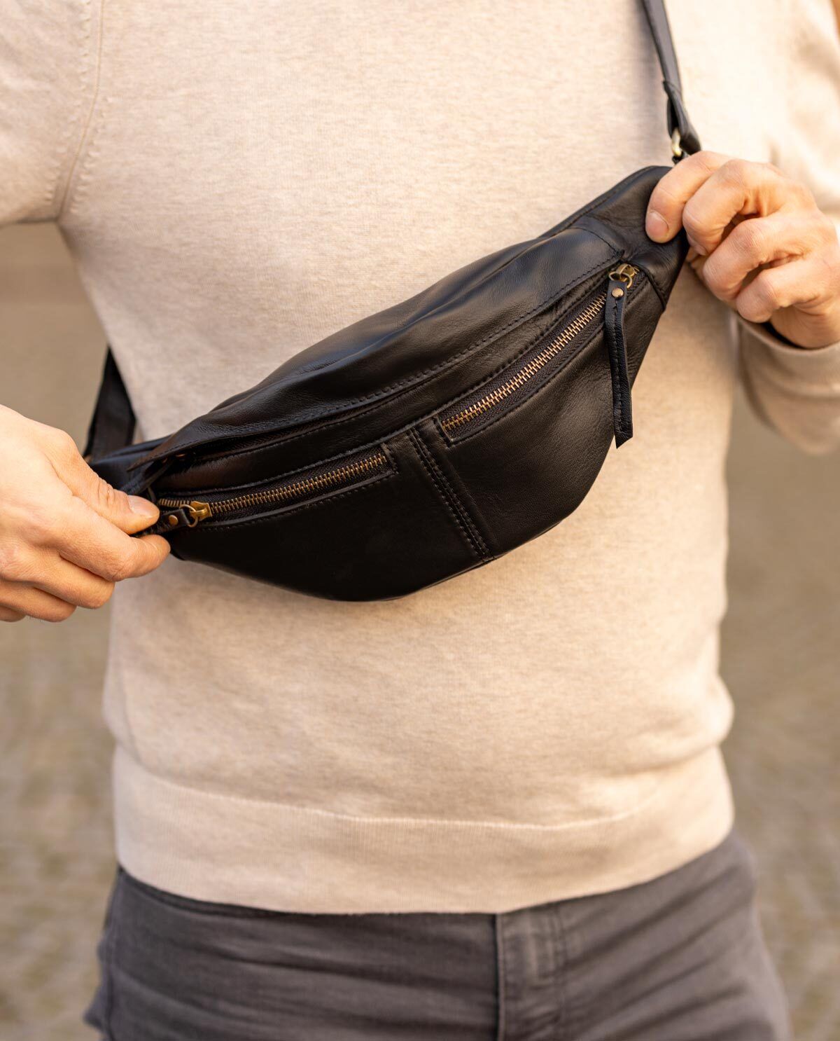 Leather fanny pack belt sale