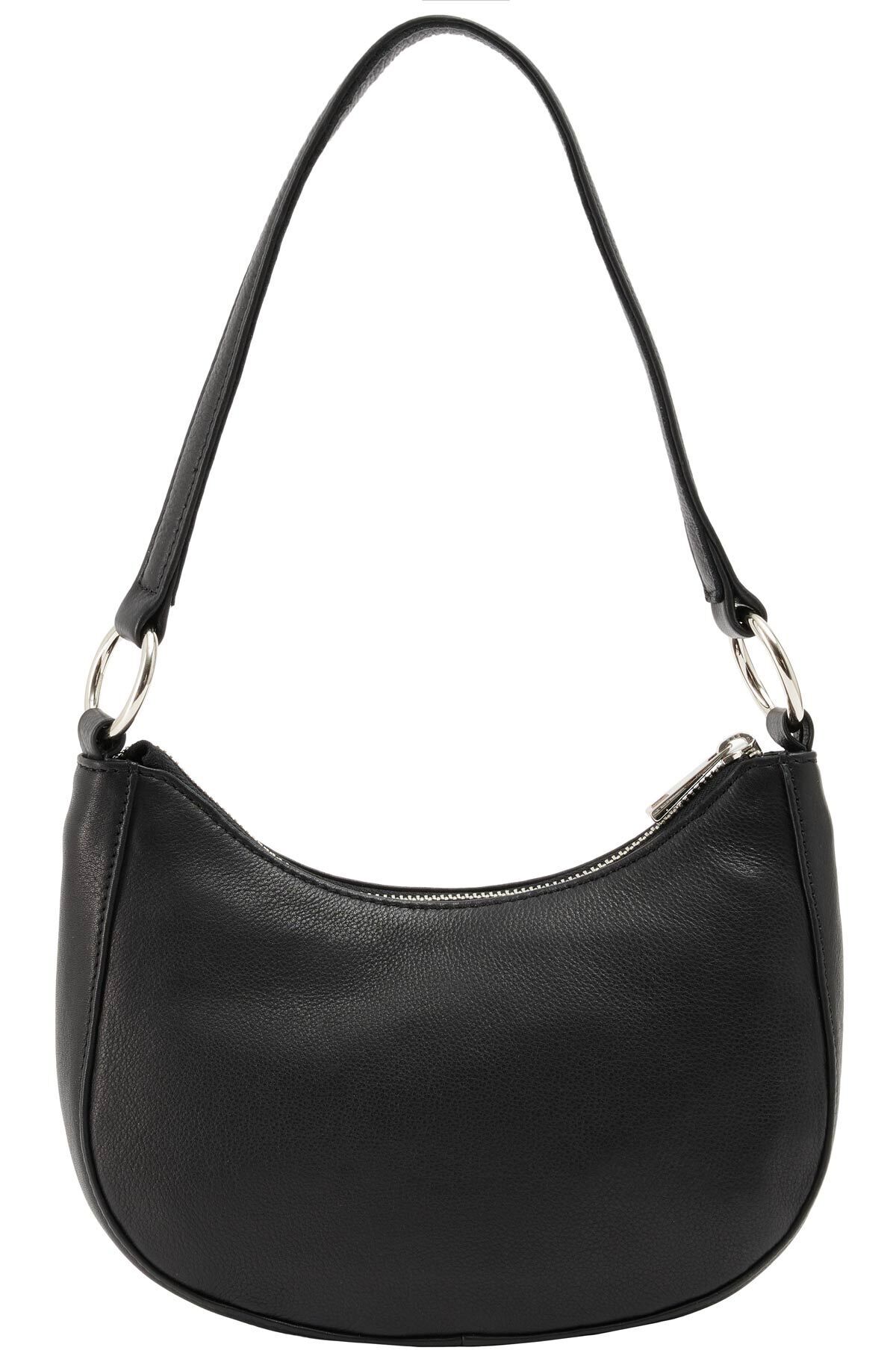 Black leather shoulder purse best sale